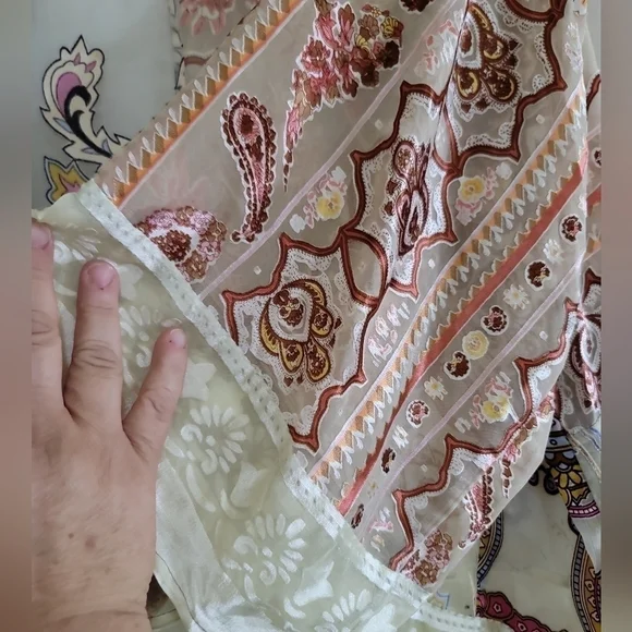 Anthropologie Floreat Boho Paisley Patchwork Kimono One Size Velvet Silk Blend - Picture 10 of 10